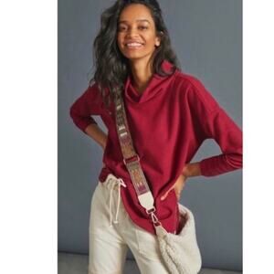 Anthropologie Raspberry Red Theresa Cowl Neck Pull Over Cardigan Sweater Sz M